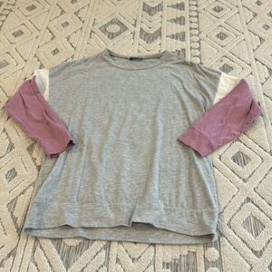 Zutter Color block Long Sleeve T Shirt Size Medium Gray / White / Pink